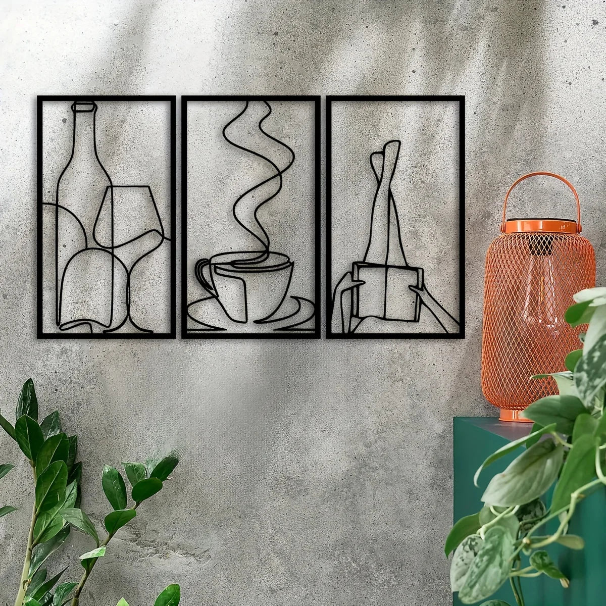 3 Piece Minimalist Bookish Metal Wall Art