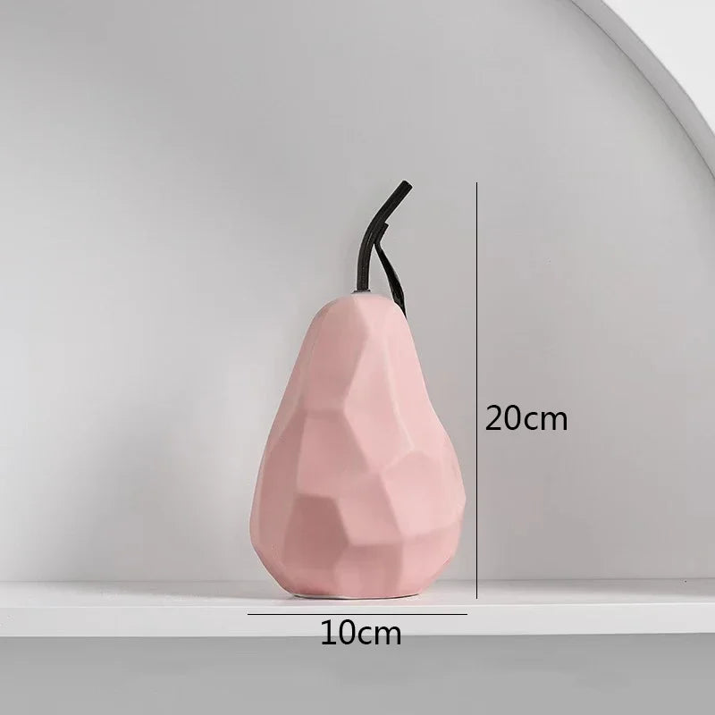 Geometric Surface Apple & Pear Ceramic Statue