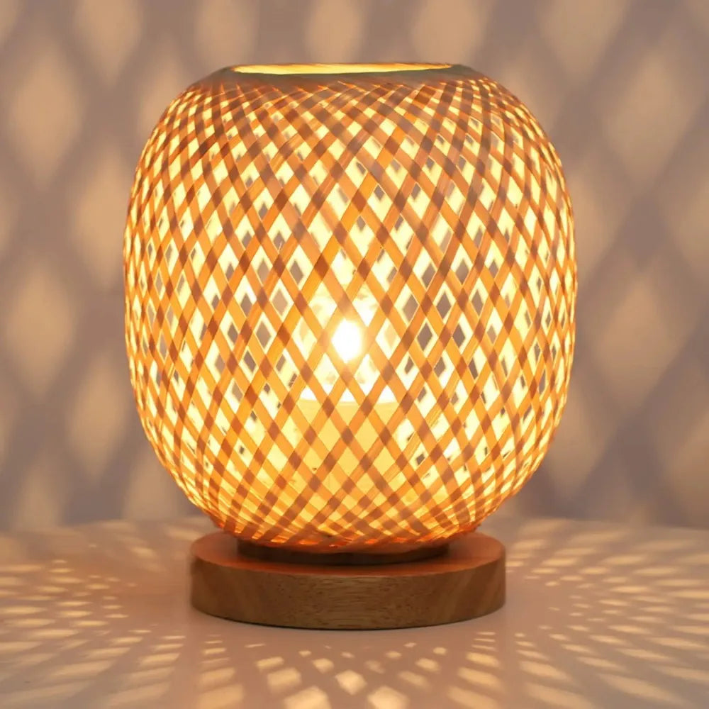Bohemian Hand-Woven Natural Bamboo Table Lamps