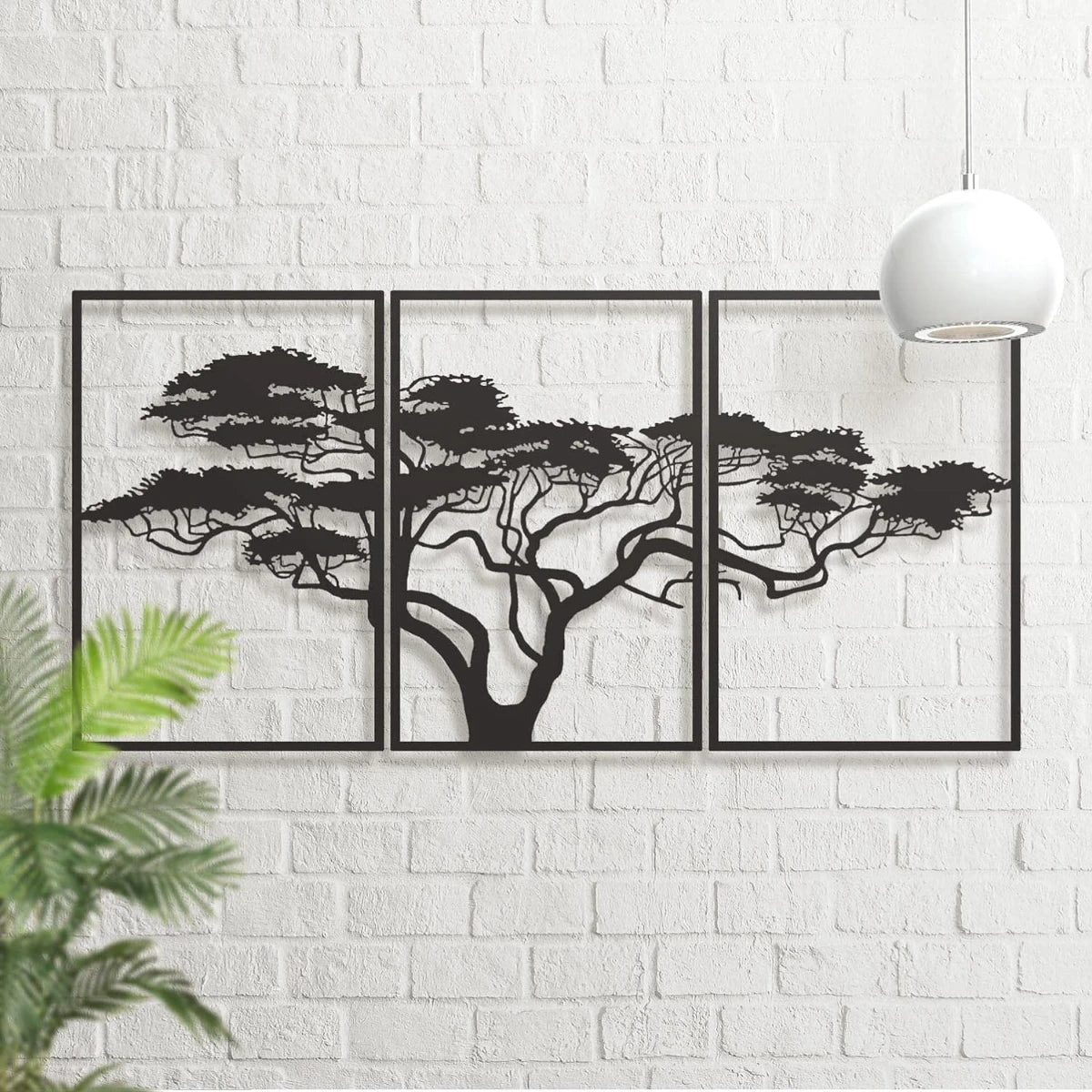3 Piece Black Metal Tree Of Life Wall Art