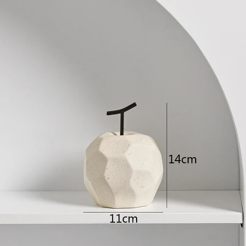 Geometric Surface Apple & Pear Ceramic Statue