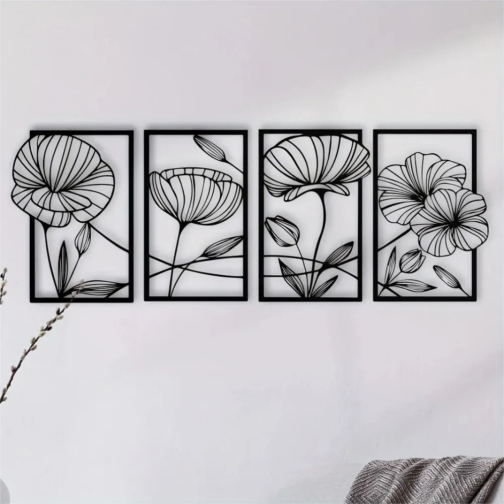 4 Piece Metal Lotus Flower Wall Decor