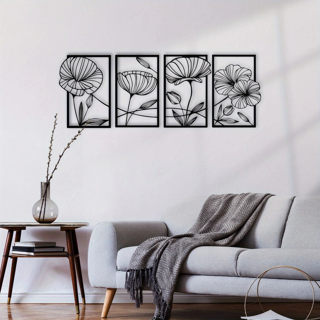 4 Piece Metal Lotus Flower Wall Decor