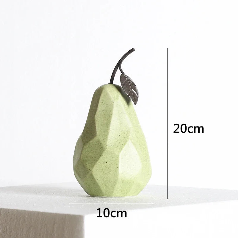Geometric Surface Apple & Pear Ceramic Statue