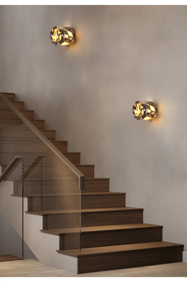Cylindrical Marble Natural Stone Wall Lamp