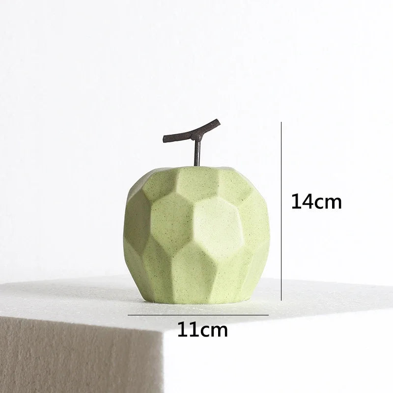 Geometric Surface Apple & Pear Ceramic Statue