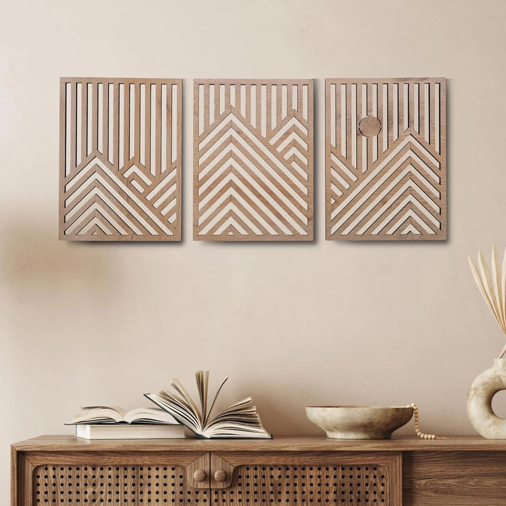 3 Piece Retro Wood Art Decor