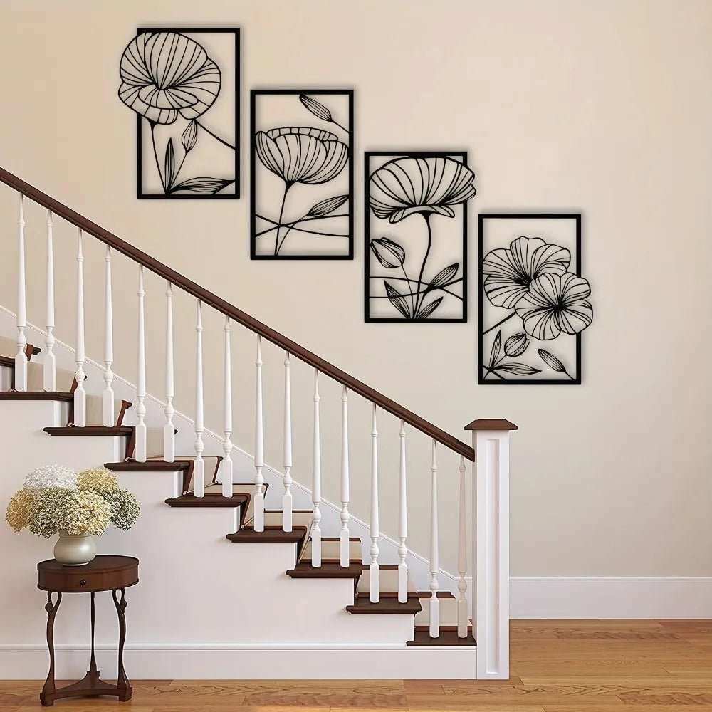 4 Piece Metal Lotus Flower Wall Decor