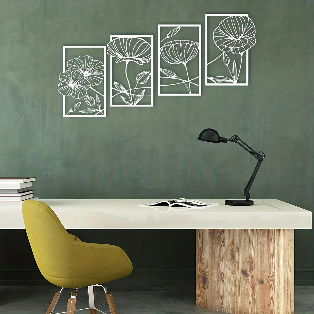 4 Piece Metal Lotus Flower Wall Decor