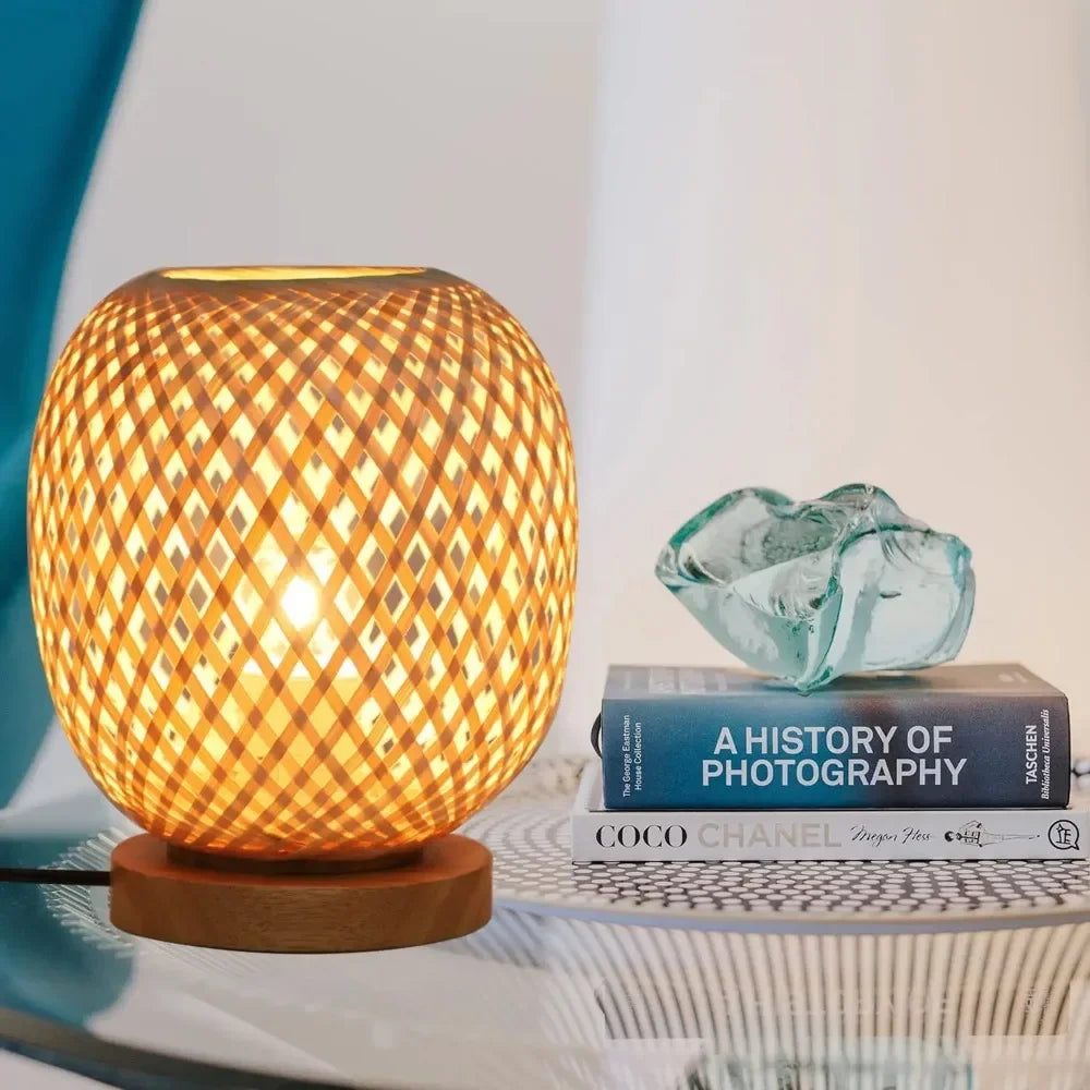 Bohemian Hand-Woven Natural Bamboo Table Lamps