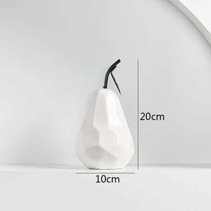 Geometric Surface Apple & Pear Ceramic Statue
