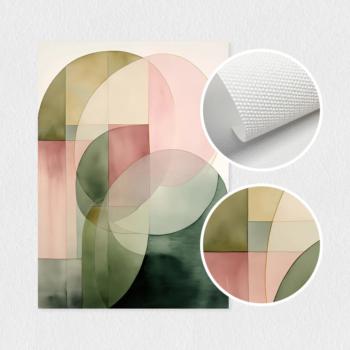 3-Piece Set Green and Pink Plant Wall Art