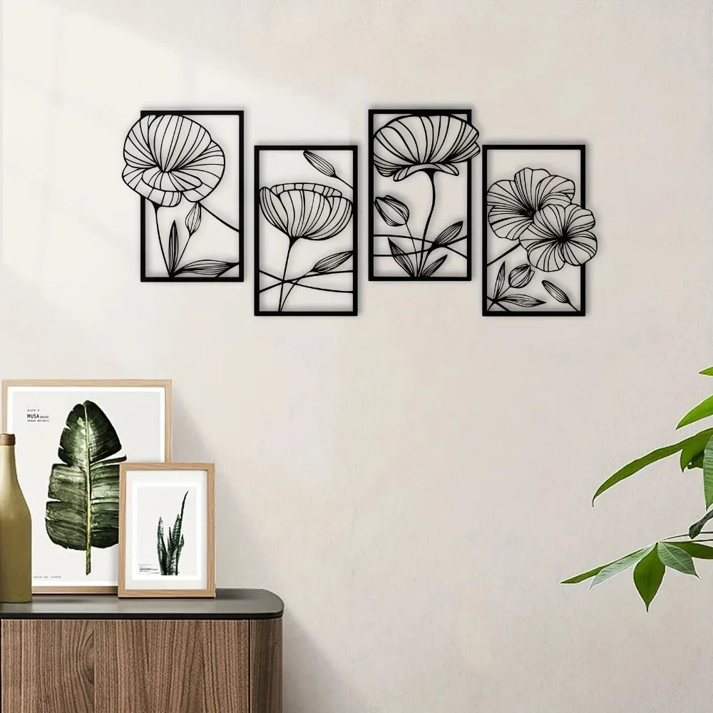 4 Piece Metal Lotus Flower Wall Decor