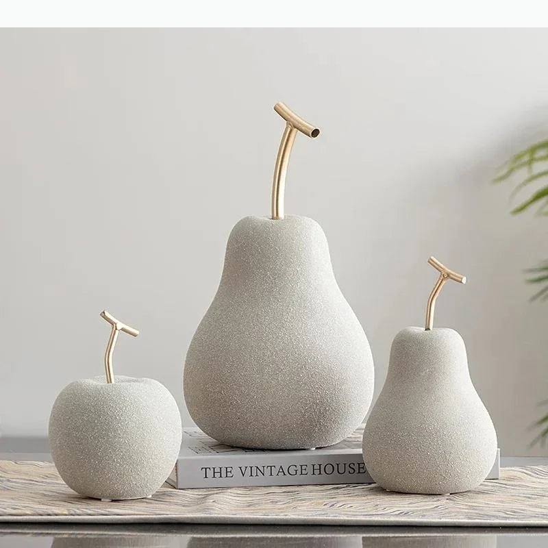Minimalist Apple & Pear Frosted Porcelain Statue