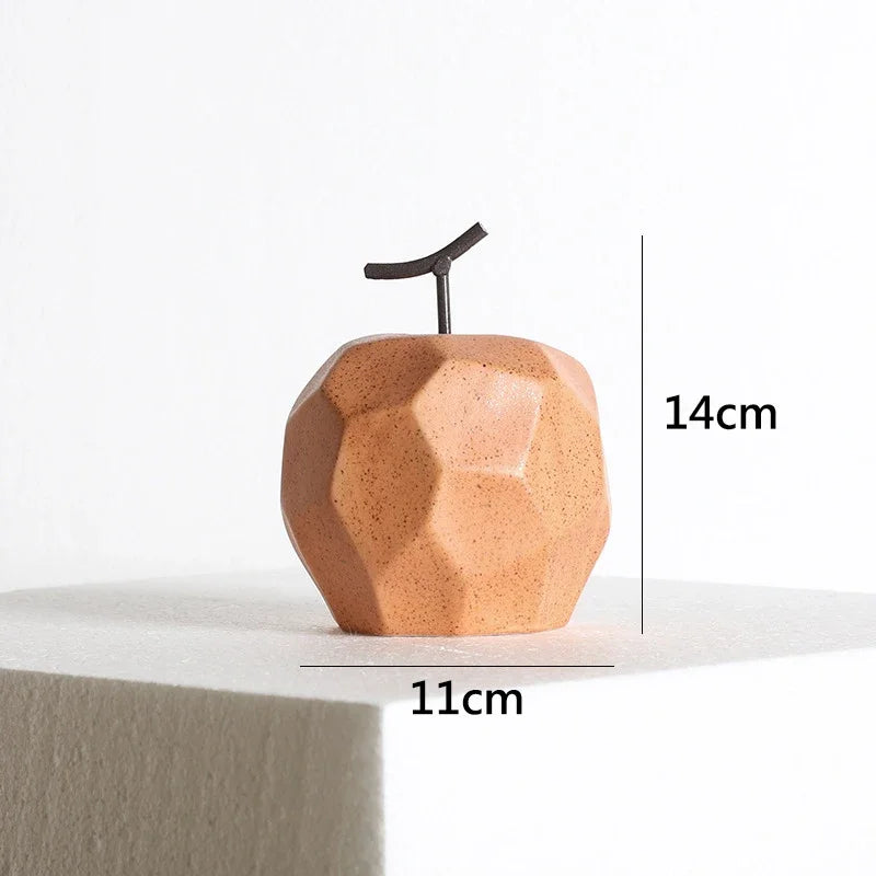 Geometric Surface Apple & Pear Ceramic Statue