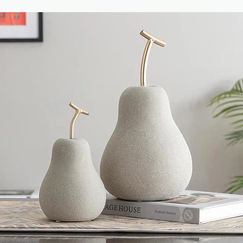 Minimalist Apple & Pear Frosted Porcelain Statue