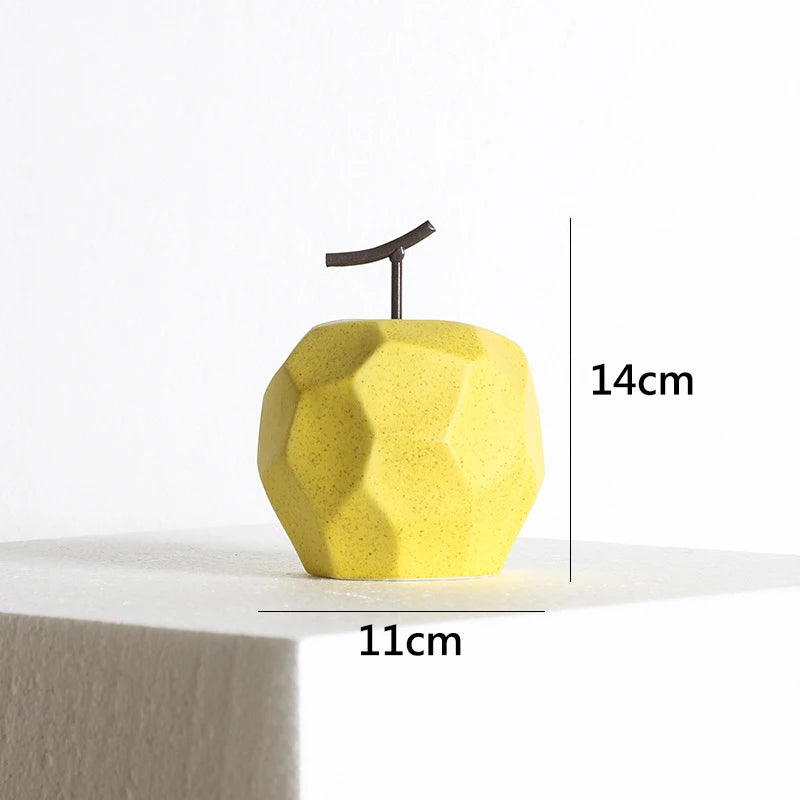 Geometric Surface Apple & Pear Ceramic Statue