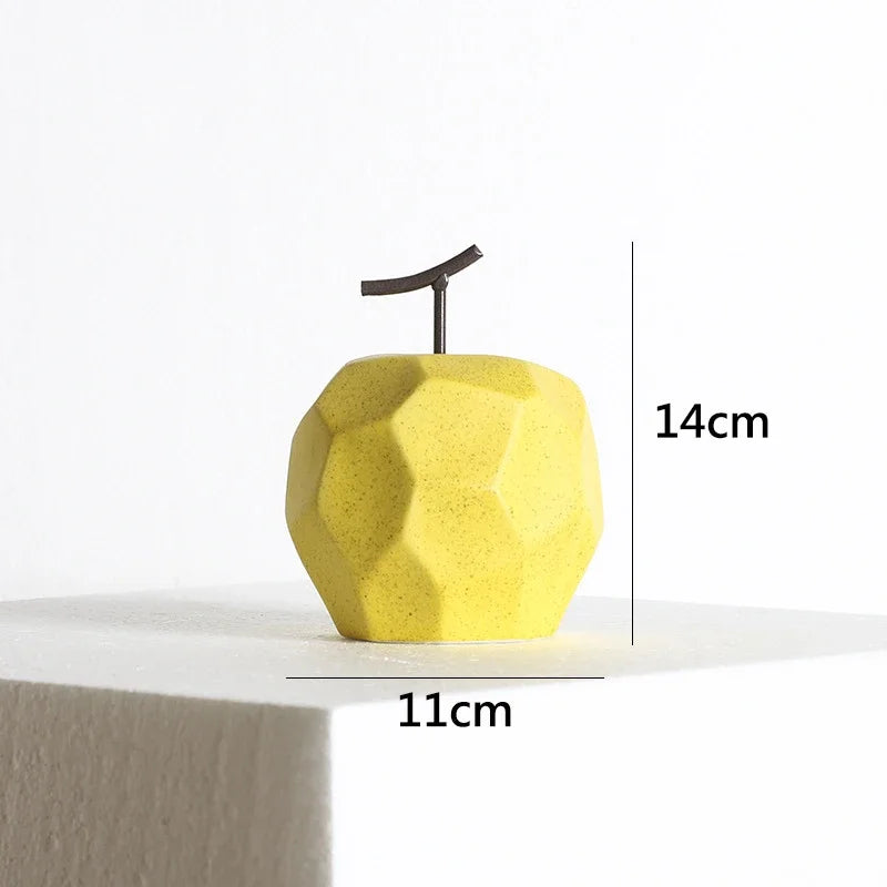 Geometric Surface Apple & Pear Ceramic Statue