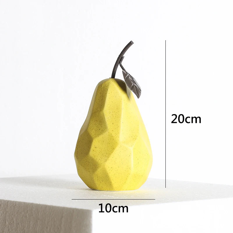 Geometric Surface Apple & Pear Ceramic Statue