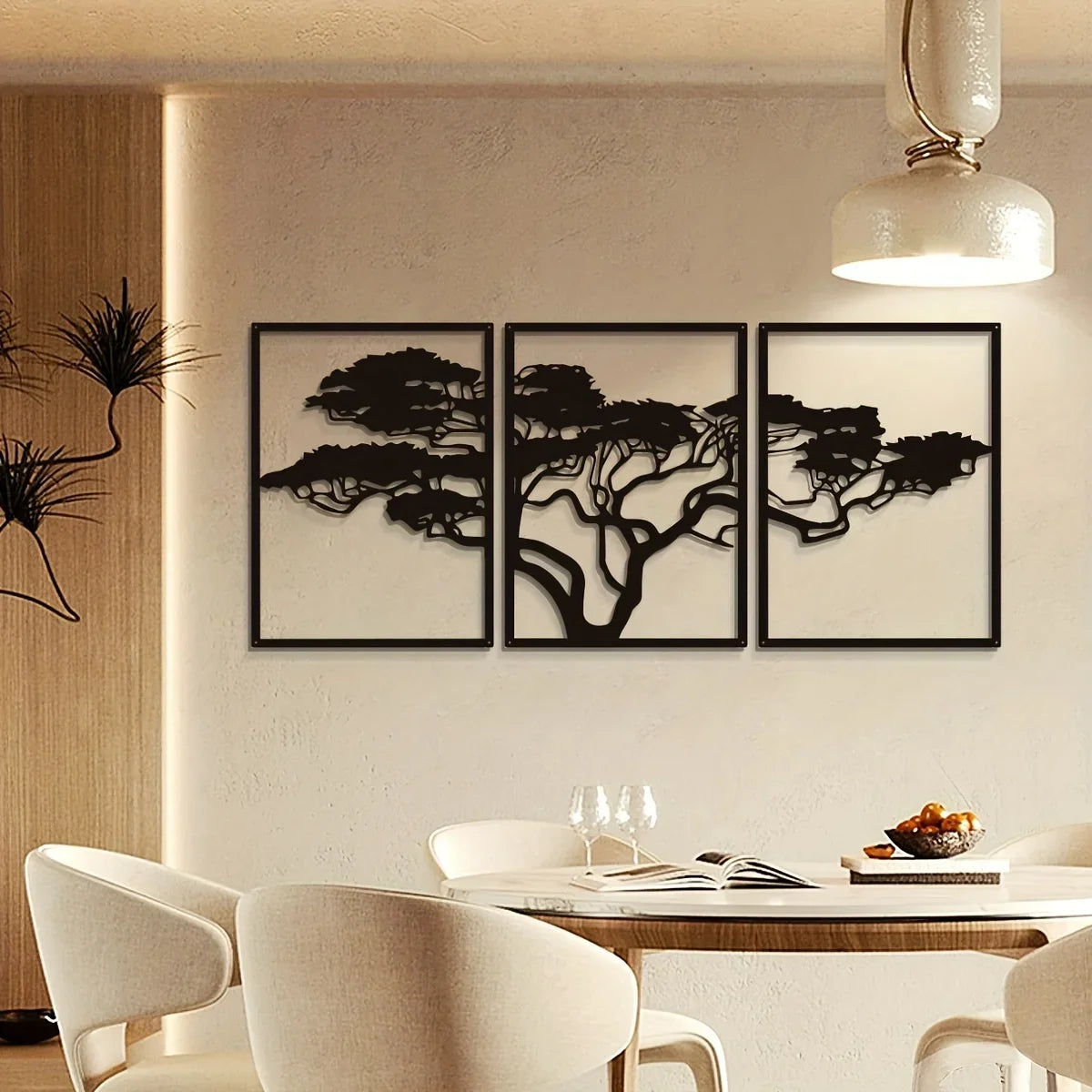3 Piece Black Metal Tree Of Life Wall Art